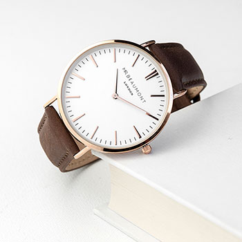 Men's Modern-Vintage Personalised Leather Watch In Brown